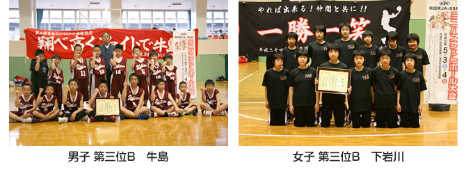男子第三位Ｂ　牛島、女子第三位Ｂ　下岩川